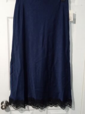 a new day Navy A-Line Maxi Skirt with Black Lace Hem